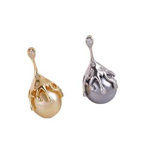 31300 DIY <b>Pearl</b> Accessories S925 Silver Pendant with 11-13mm Beads Rhodium Plated Empty Stand Simple <b>Necklace</b> <b>Gold</b> Main Material - Product Image 5