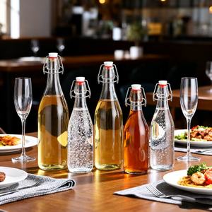 Bouteille en verre ronde haute et étroite pour vin et tequila DIY, avec <span class=keywords><strong>bouchon</strong></span> métallique, 750 ml, 1 L, blanc, rouge, à bas prix - Product Image 3