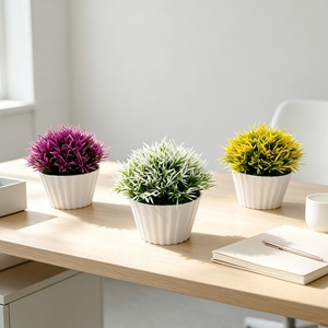 Bonsaï de fougère artificielle, ornement hémisphérique de 12.5 Cm pour la décoration de la maison, table basse, plantes vertes en pot - Product Image 1