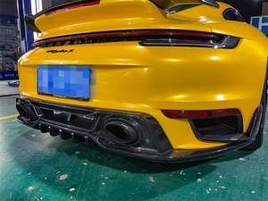 Lanout 992 Turbo S Techart Phong Cách Khô Sợi Carbon Đánh Bóng Kết Thúc Đầy Đủ Bộ Khuếch Tán Phía Sau Cho Porsche 911 992 Turbo S - Product Image 4