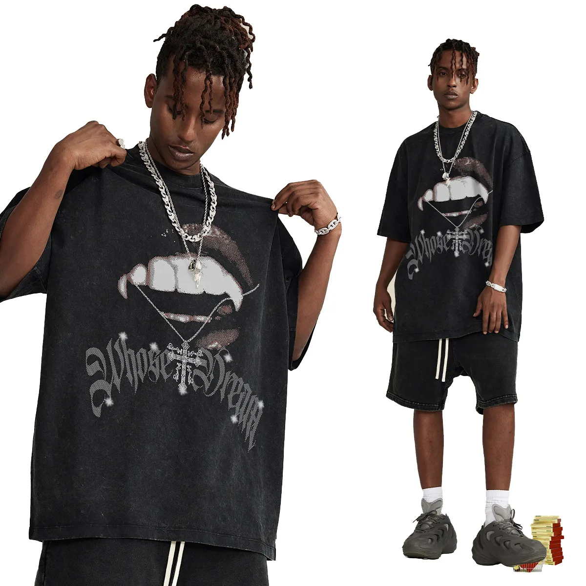 Maglietta allentata Hip Hop di qualità 100 cotone personalizzata da uomo Streetwear t-shirt Oversize personalizzate