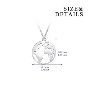 Gioielli dell'amicizia 925 collana pendente con stella della <span class=keywords><strong>luna</strong></span> in argento Sterling placcato in rodio della mappa del mondo - Product Image 3