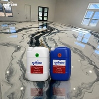 Revêtement de sol en époxy à effet marbre brillant, peinture de sol en résine époxy métallique pour système de sol en béton, kit complet de revêtement de sol