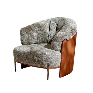 Fauteuil moderne une place en tissu capitonné, style minimaliste de designer, pour salon ou bureau - Product Image 2