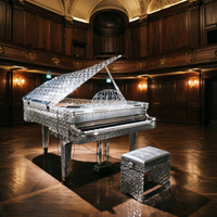 Piano en acrylique transparent personnalisable pour l'intérieur de jets privés de style français et les salons de clubs d'aviation