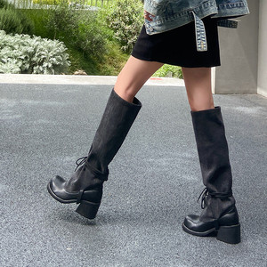 Botas de tacón alto hasta la rodilla de estilo occidental de invierno para mujer, punta estrecha, aumento de altura, cierre de botón, estilo vaquero mexicano elegante - Product Image 5
