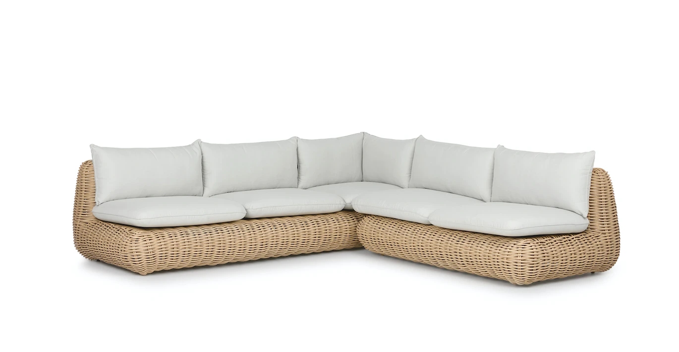 L shape villa furniture  large size rattan sofa set wicker sectional set sofa