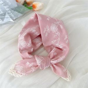 Multifunctional Bandana Colourful Custom square Silk Bandanna Printed Classic CustomCotton Linen <b>Lace</b> Edge Square <b>Scarves</b> - Product Image 3