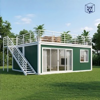 Maison préfabriquée moderne en conteneur de 20 pieds à double étage pour hôtel, café avec terrasse sur le toit Ray-Zen