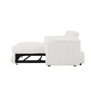 Modern White Sectional Loveseat Sleeper <b>Sofa</b> with <b>Storage</b> Armrest & USB Port Engineered Wood Frame <b>Sofa</b> <b>Bed</b> - Product Image 4