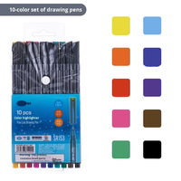 Ensemble de stylos marqueurs artistiques SR153 Fluency Line 10 couleurs pour le dessin, pointe en fibre de 0,38 mm, encre à base d'eau, double face, écriture non effaçable, pointe non effaçable