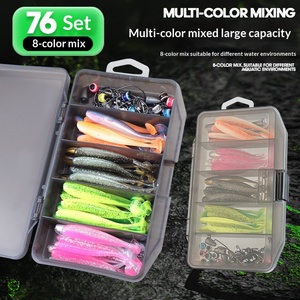 Ensemble complet de 76 leurres souples en PVC pour la pêche au Texas, avec leurres anti-accrochage au fond, conception à queue en T, sans hameçons - Product Image 4