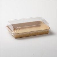 Barquettes à sushi en papier kraft de haute qualité, luxueuses, anti-fuites, portables, de qualité alimentaire, avec couvercle, pour la restauration