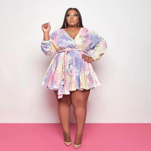 2021 Lente Lange Mouw V-Hals Vrouwen Mini Jurk Plus Size Jurken 4xl - Product Image 6