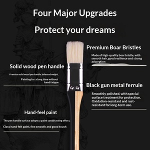 Ensemble de 11 pinceaux à <span class=keywords><strong>gouache</strong></span> et craie Factory Black Knight, manche en bois, poils naturels, pour peinture acrylique, stylo à peinture spécial, pinceau éventail, huile - Product Image 2