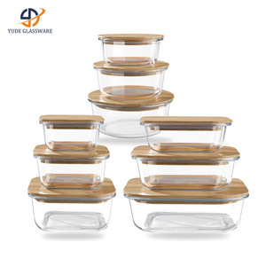 Modern Single Tier Borosilicate Glass <strong>Bento</strong> <strong>Box</strong> Square Shape Storage Jar with Bamboo Lid for Freshness Preservation Lunch Boxes - Product Image 6