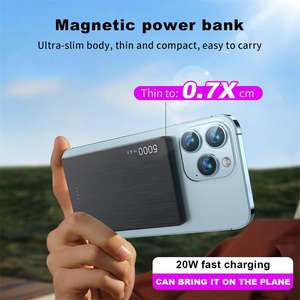 Banco <span class=keywords><strong>de</strong></span> Energía Delgado 2 en 1 <span class=keywords><strong>de</strong></span> Aleación <span class=keywords><strong>de</strong></span> Aluminio KCC <span class=keywords><strong>de</strong></span> Corea, 5000 mAh, Carga Rápida <span class=keywords><strong>de</strong></span> 20 W, Cargador Inalámbrico para <span class=keywords><strong>iPhone</strong></span>, Diseño Magnético Portátil - Product Image 2