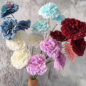 Flores de Seda de Peonía de Tres Cabezas, Decoración de Boda, Arreglo Floral Artificial para Pared, Ecológico, Hecho en China - Product Image 1