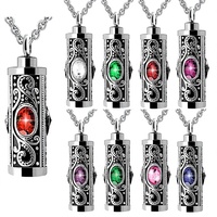 Collier personnalisé en forme de cylindre pour cendres d'animaux de compagnie, en acier inoxydable 316L, motif zodiacal, pendentif commémoratif poli miroir