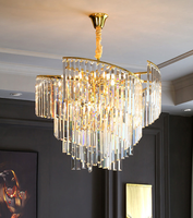 Lustre en fer avec cristaux K9 de qualité supérieure, style nordique postmoderne, LED, hauteur réglable, grand modèle, APCITL, pour salon