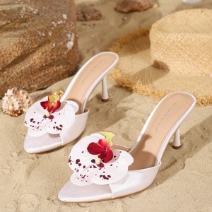 Sandali da Donna Estate 2025 con Punta Aperta e <span class=keywords><strong>Tacco</strong></span> Alto Nuove Ciabatte con Decorazione Floreale Chiusura Slip-On Stile a Collo Alto per Uso Esterno - Product Image 4