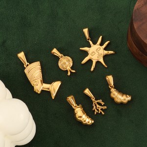 Olivia Acero inoxidable Sun Croissant Charm Pvd 18K Chapado en oro Sombrero Coral Bag Charm Colgante de moda para hacer DIY - Product Image 1