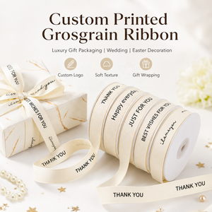 Nastri in Gros Grain Stampati di Lusso di Alta Qualità, Rotolo con Logo Personalizzato, Nastri di Raso Decorativi per Confezioni Regalo con Fiocchi e Stampa Oro a Caldo - Product Image 6