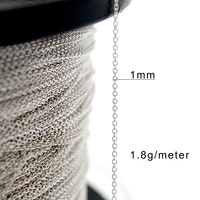 Chaîne en gros d'usine semi-finie pour bijoux, chaîne en vrac de taille standard, fil rond de 1 mm, chaîne en argent 925 par mètre pour la fabrication