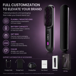 Peigne lisseur électrique sans fil 3 vitesses, mini lisseur à ions négatifs professionnel pour femmes - Product Image 6