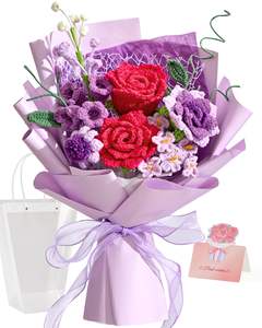 <span class=keywords><strong>Ramo</strong></span> de Flores de Girasol y Rosa Tejidas a Mano, Creativas y Elegantes, para el Día de San Valentín, Artículos Promocionales para Fiestas - Product Image 4