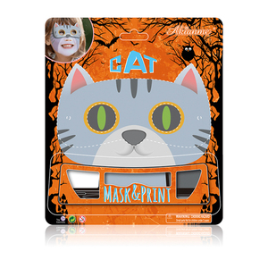 Fábrica al por mayor de <span class=keywords><strong>pintura</strong></span> facial de Halloween con máscara de papel de gato divertido - Product Image 1