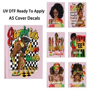 Quaderno A5 per il Mese della <span class=keywords><strong>Storia</strong></span> Nera (Juneteenth 1865) con Adesivi UV DTF Pronti da Applicare, Impermeabili, per Copertine di Diari - Product Image 1