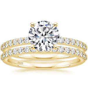 OAHLAN Set di Anelli Nuziali Romantici da Donna Placcati in Oro Fine <span class=keywords><strong>14K</strong></span> in Argento Sterling 925 con Zirconia Cubica da 1,25 CT a Taglio Brillante - Product Image 1