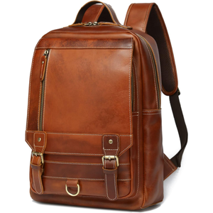 Vintage Genuine <b>Leather</b> <b>Backpack</b> For Men Fits up to 15" <b>Laptop</b> Travel Hiking Rucksack - Product Image 1
