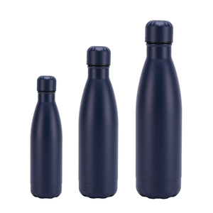 Botella de agua de acero inoxidable con forma de Cola recubierta de polvo azul oscuro de 500ml, frasco de vacío para gimnasio y deportes al aire libre - Product Image 1