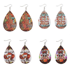 ต่างหูไม้วันขอบคุณพระเจ้าต่างหูจี้รูปฟักทองดอกทานตะวันเสือดาวต่างหูสำหรับผู้หญิง1107 - Product Image 5