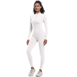 Body Sportivo e <span class=keywords><strong>Tuta</strong></span> da Donna Senza Cuciture Intera da Yoga <span class=keywords><strong>con</strong></span> Maniche Lunghe e Cerniera <span class=keywords><strong>in</strong></span> <span class=keywords><strong>Vita</strong></span> Pantaloni Aderenti Snellenti - Product Image 5