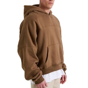 Custom Logo Drop Shoulder Blank Heavyweight French Terry Fleece 350gsm Cotton <b>Pullover</b> Jogging Oversize Plain <b>Men</b> Hoodie - Product Image 5