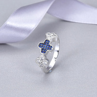 Poliva – bagues en argent Sterling 925 plaqué Rhodium, Style à la mode, trèfle à quatre feuilles, bague en cristal bleu