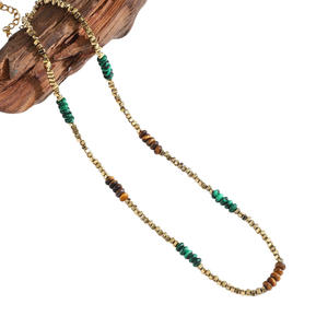 Nouveau fait à la main couleur or hématite nature pierre collier de perles personnalité artistique titane acier ornement pour femme bonne chance - Product Image 2