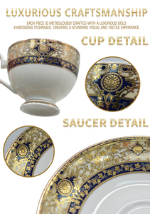 ชุดถ้วยกาแฟและจานรองจากประเทศจีนลายกระดูกสวยงาม2ชิ้นมีดีไซน์ลายนูนสีทองรวมกล่องของขวัญที่สวยงาม - Product Image 4