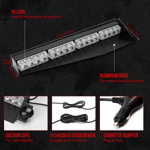 Thanh Đèn Nhấp Nháy Gắn Tấm Che Cửa Ra Vào Nhà Máy Thanh Đèn Cảnh Báo Nguy Hiểm Khẩn Cấp Gắn Tấm Che Nắng Gắn Kính Chắn Gió Nội Thất 32 Led - Product Image 5