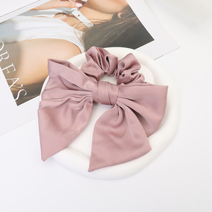 Coleteros de satén con lazo grande francés, coleteros de cinta larga, bandas elásticas para el cabello, accesorios de moda para el cabello para mujer - Product Image 1