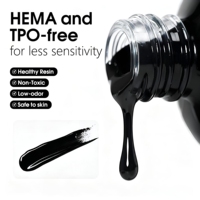 Gel de couleur noir sans Hema en marque propre, 15 ml, gel UV à faire tremper, gel noir super pigmenté pour la décoration des ongles, manucure française