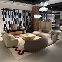 Ensemble de canapés modulaires en tissu de forme unique avec cadre en bois massif et éponge, certifié qualité supérieure, avec table basse pour salon