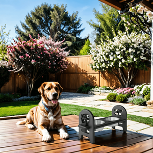 Tazón ajustable de acero inoxidable para mascotas con base duradera de HDPE para alimentación de agua de perros y gatos, uso en interiores y exteriores. - Product Image 5