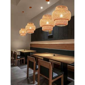 โคมไฟแขวนไม้ไผ่ทรงกลม E27 ประหยัดพลังงาน LED หัวเดียวสำหรับห้องนั่งเล่นห้องนอนร้านอาหารเกสต์เฮาส์ - Product Image 2