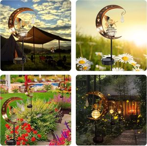 Lampes solaires d'extérieur à piquet pour jardin, étanches, LED blanc chaud, globe en verre craquelé, support métallique pour allée et décoration de jardin WADE - Product Image 5