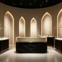 Vitrine de Luxe Incurvée Personnalisée pour Bijoux avec Éclairage LED – Solution Complète Tout-en-un pour l'Aménagement de Boutiques de Bijouterie en Centre Commercial