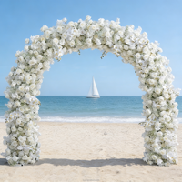 Décoration de mariage, toile de fond de fête, arche en U, roses artificielles en soie, écologiques, durables, 8-9 pieds, rangée florale blanche pour allée d'entrée